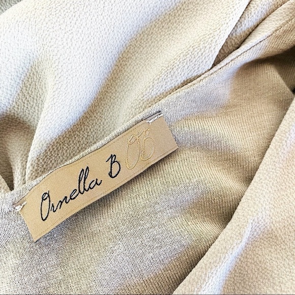 Ornella B Taupe Cap Sleeve Drop Waist Dress Size L - Picture 7 of 9